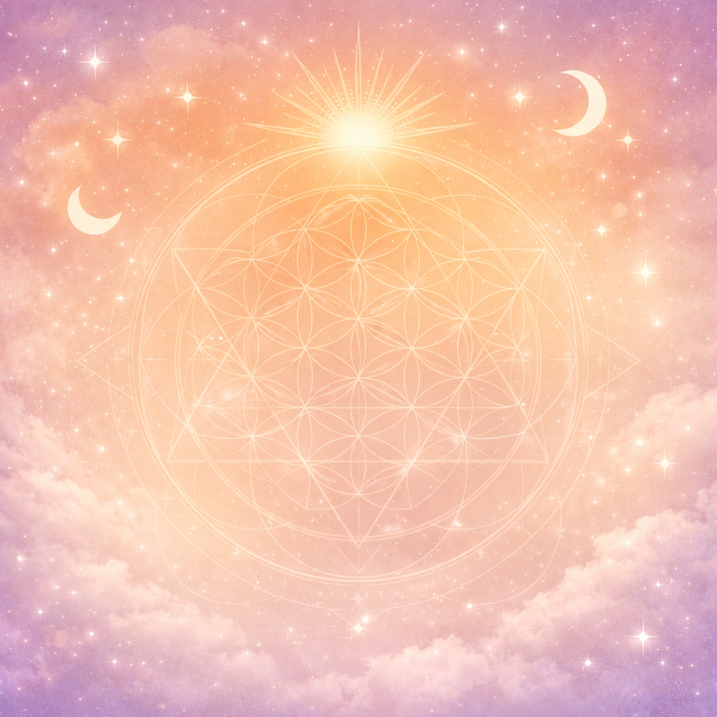 Sacred celestial sky with sacred geometry